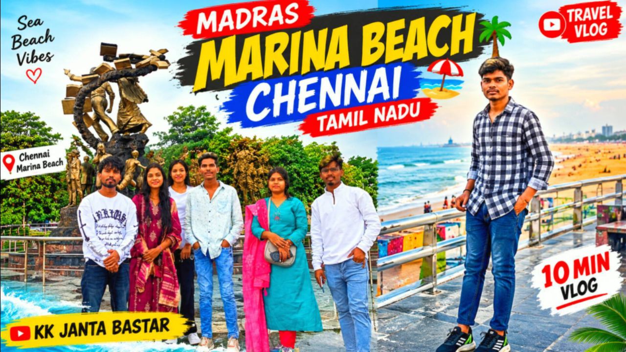 Part - 1 🌊 Marina Beach Chennai, Tamil Nadu 🇮🇳 | Chennai Travel Vlog | india bideo #bideo #vlogs