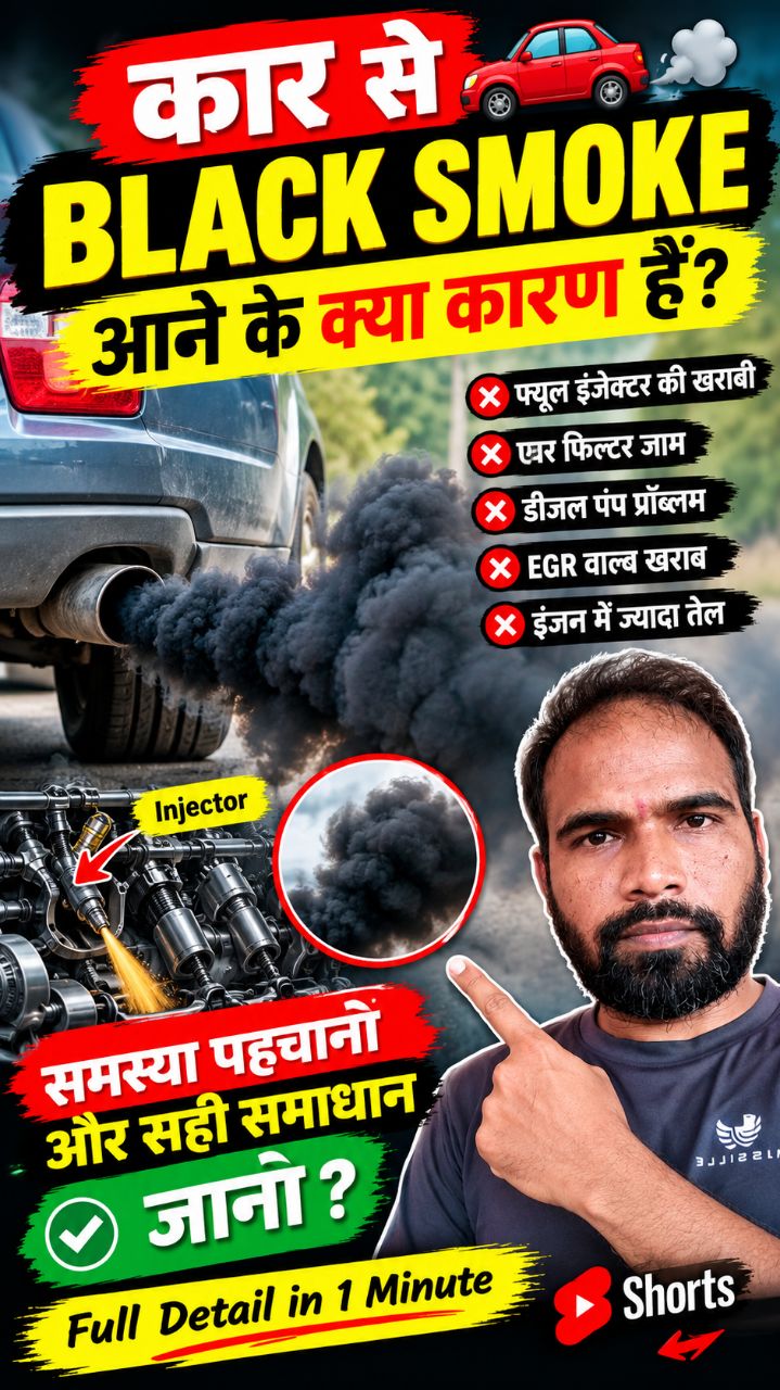 Car से Black Smoke क्यों आता है? 😱 जानिए 5 बड़े कारण | Car Problem #Shorts