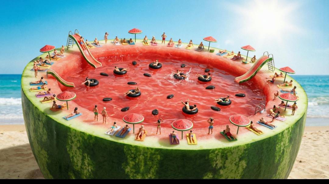 Tiny Workers Build a SWIMMING POOL Inside a GIANT Watermelon! 🍉