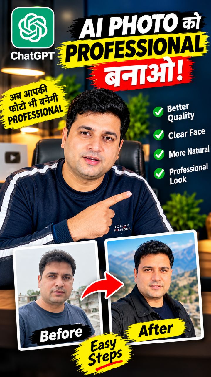 ChatGPT से अपनी फोटो को प्रोफेशनल बनाओ 😱🔥 | AI Photo Editing #Shorts