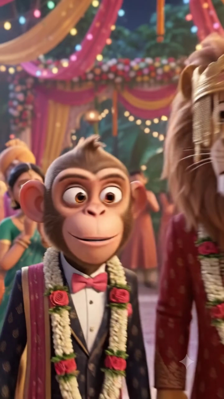 😂🦁 शेर की शादी में बंदर ने खोल दिया दूल्हे का राज़! 🐒💍
