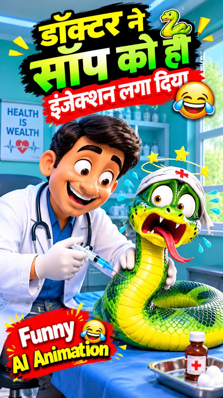 Doctor ने साँप को ही इंजेक्शन लगा दिया 😂🐍🤣 | Funny AI Animation #shorts