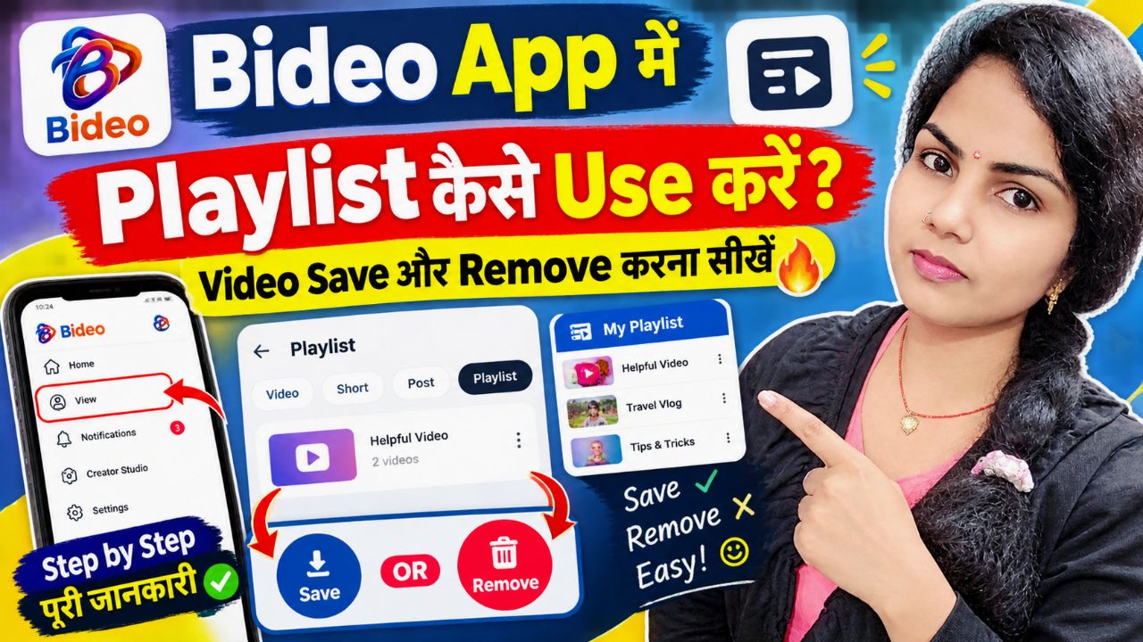 Bideo App में Playlist कैसे Use करें? Video Save और Remove करना सीखें 🔥 #Anupamkushwaha7054