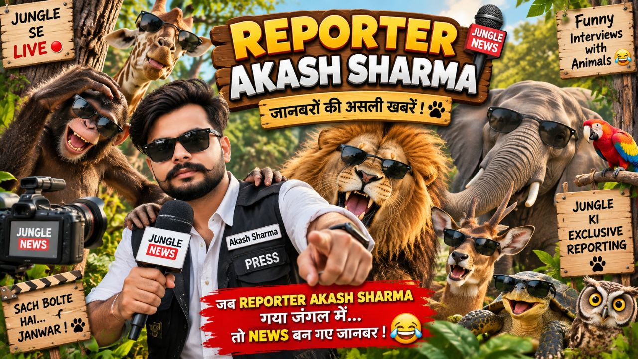 🤣 Reporter Akash Sharma जंगल में LIVE 😂 | जानवरों का मजेदार इंटरव्यू 🦁🐒 | Jungle Comedy