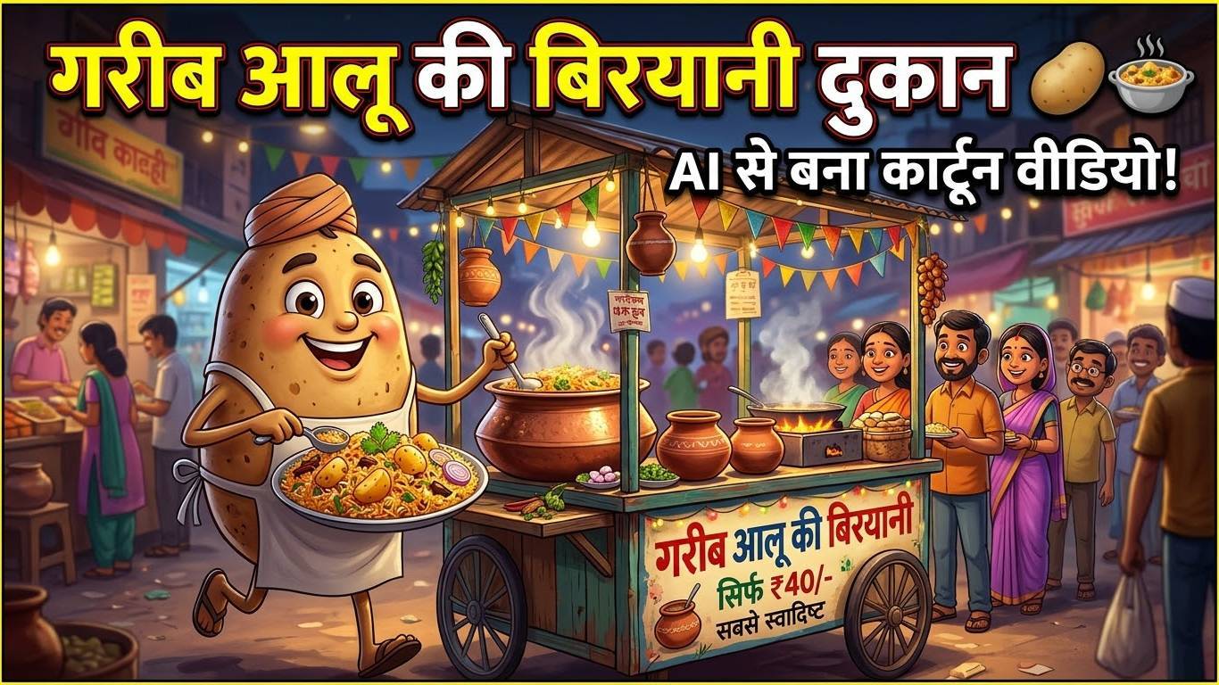 गरीब आलू की मजेदार बिरयानी दुकान! 🥔✨ | AI Cartoon Story | Hindi Fairy Tales