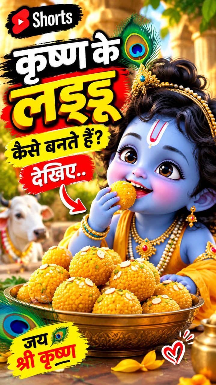 😍 नन्हे कान्हा के लड्डू 🍯💛 | जय श्री कृष्ण 🙏✨ #Krishna #BalKrishna #Shorts #MitanshMasti