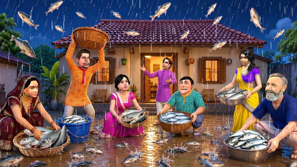 Fish Rain Fish Falling from the Sky आसमान से मछलियों की बारिश Hindi Kahani Moral Stories
