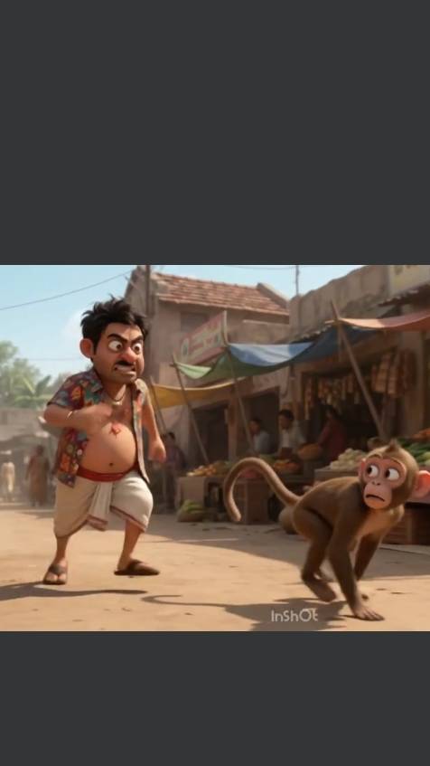 😂 समोसे के चक्कर में बंदर ने कर दिया कांड! 🐒😱 | Funny Cartoon #Shorts