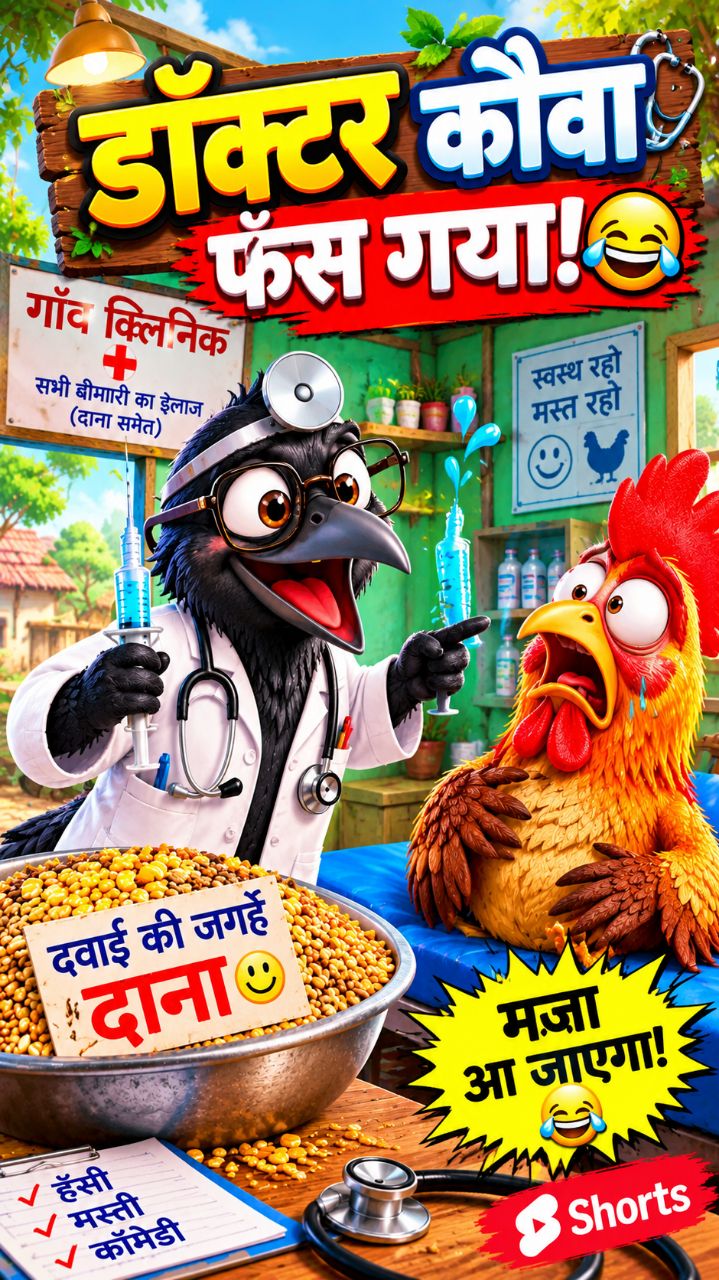 डॉक्टर कौवा फँस गया 😂🐦 दवाई की जगह खिला दिया दाना! 🤣 #shorts
