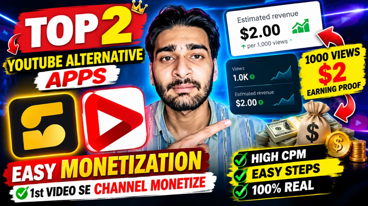 Top 2 YouTube Alternative Apps 2026 🔥 Easy Monetization & Earning Proof | $2 Per 1000 Views?