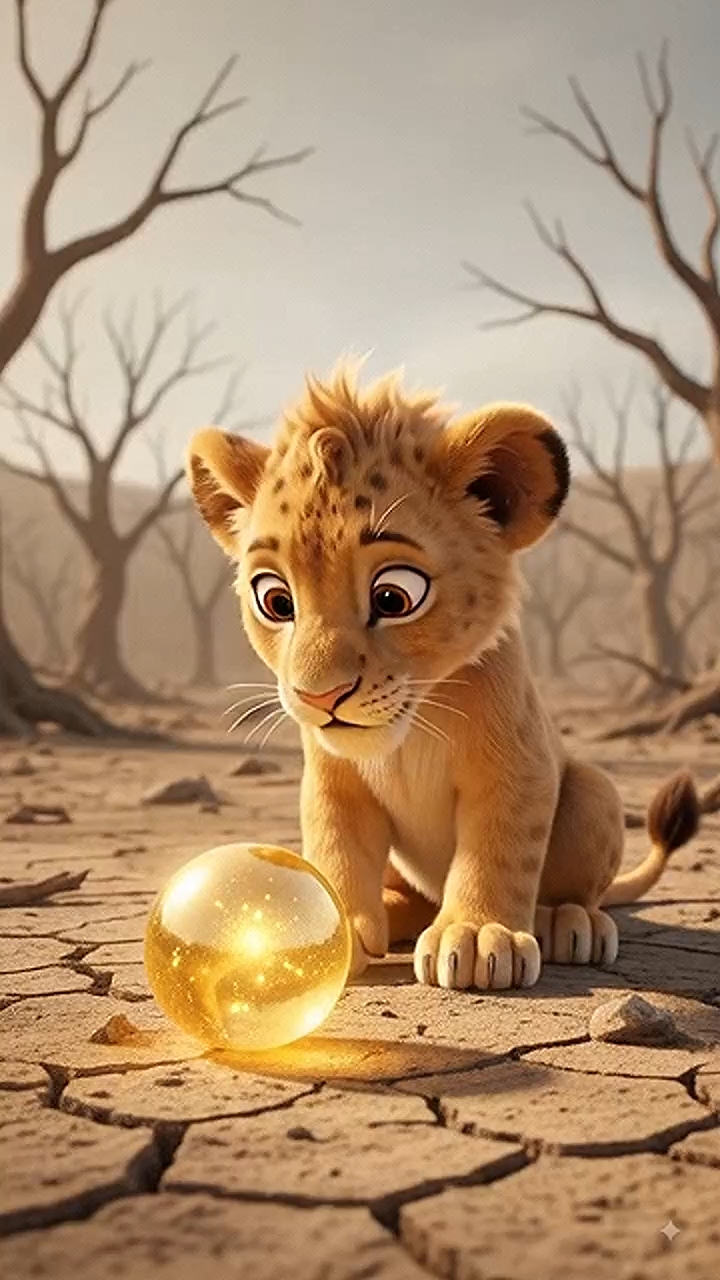 A Lion and a magical water ball