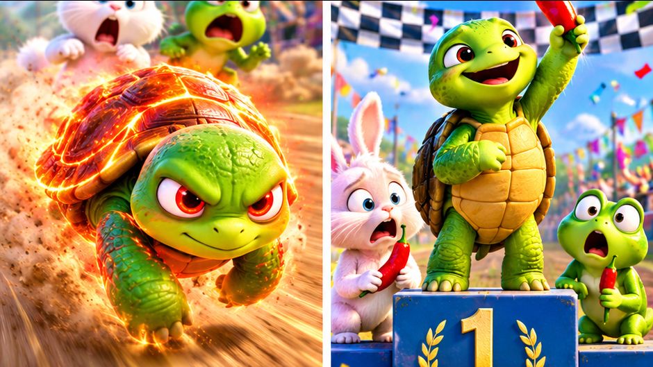 Turtle Wins the Crazy Race.