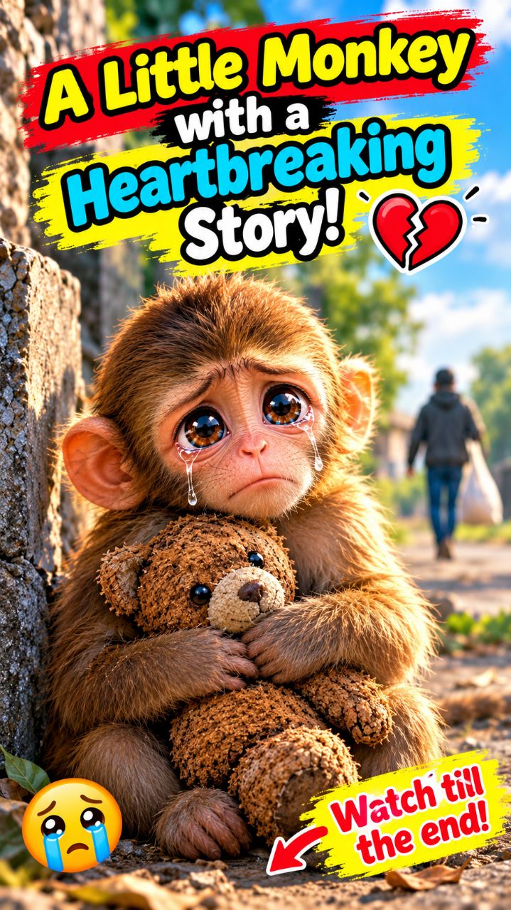 🐒💔 A little monkey with a heartbreaking story! 🥺❤️ Watch till the end!