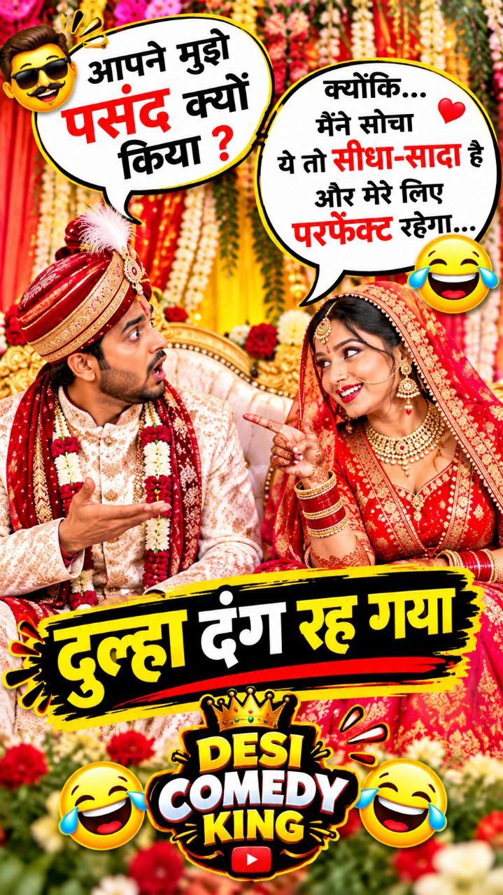 😂 दूल्हे ने पूछा मुझे पसंद क्यों किया? दुल्हन का जवाब सुनकर दूल्हा दंग रह गया 🤣 | Desi Comedy King
