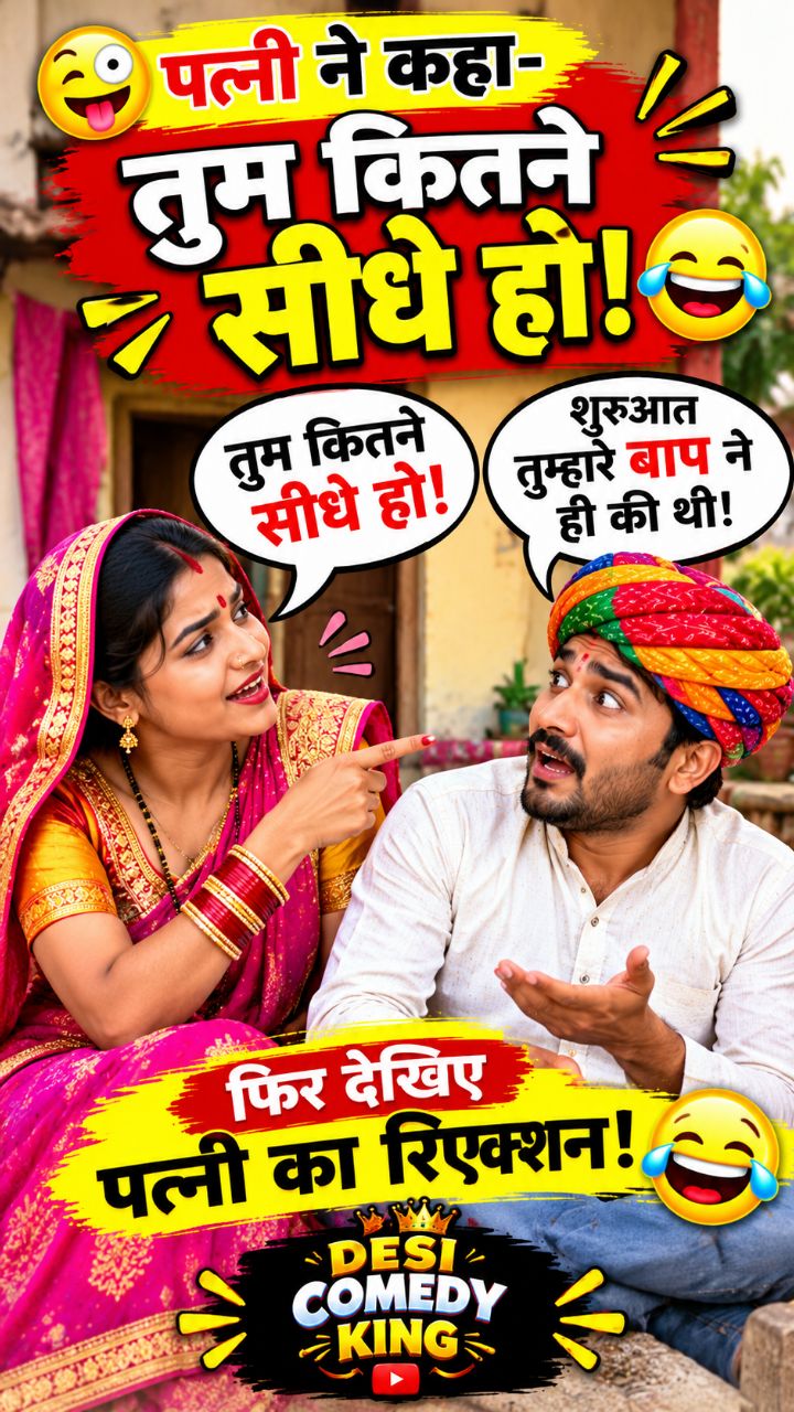 😂 पत्नी ने कहा- तुम कितने सीधे हो! पति का जवाब सुनकर हंसी नहीं रुकेगी 🤣 | Desi Comedy King
