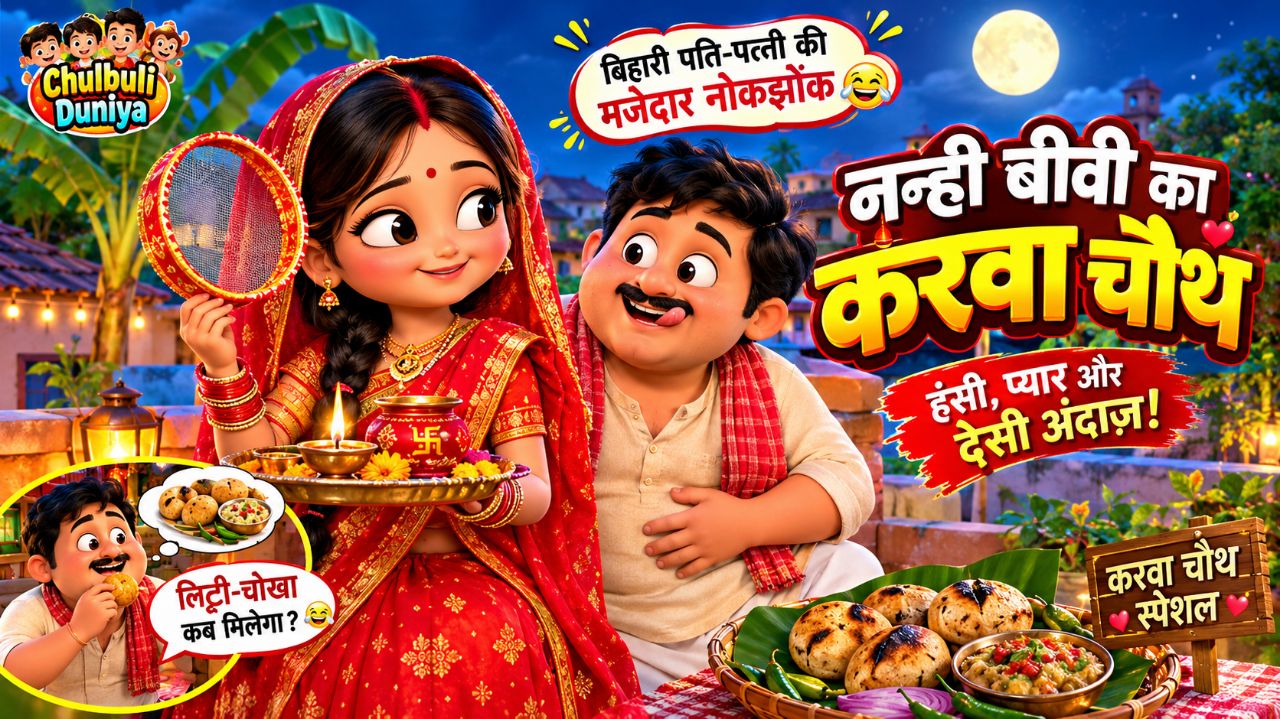 नन्ही बीवी का करवा चौथ 😍 | बिहारी पति-पत्नी की मजेदार नोकझोंक 🤣 | 3D Cartoon | Chulbuli Duniya