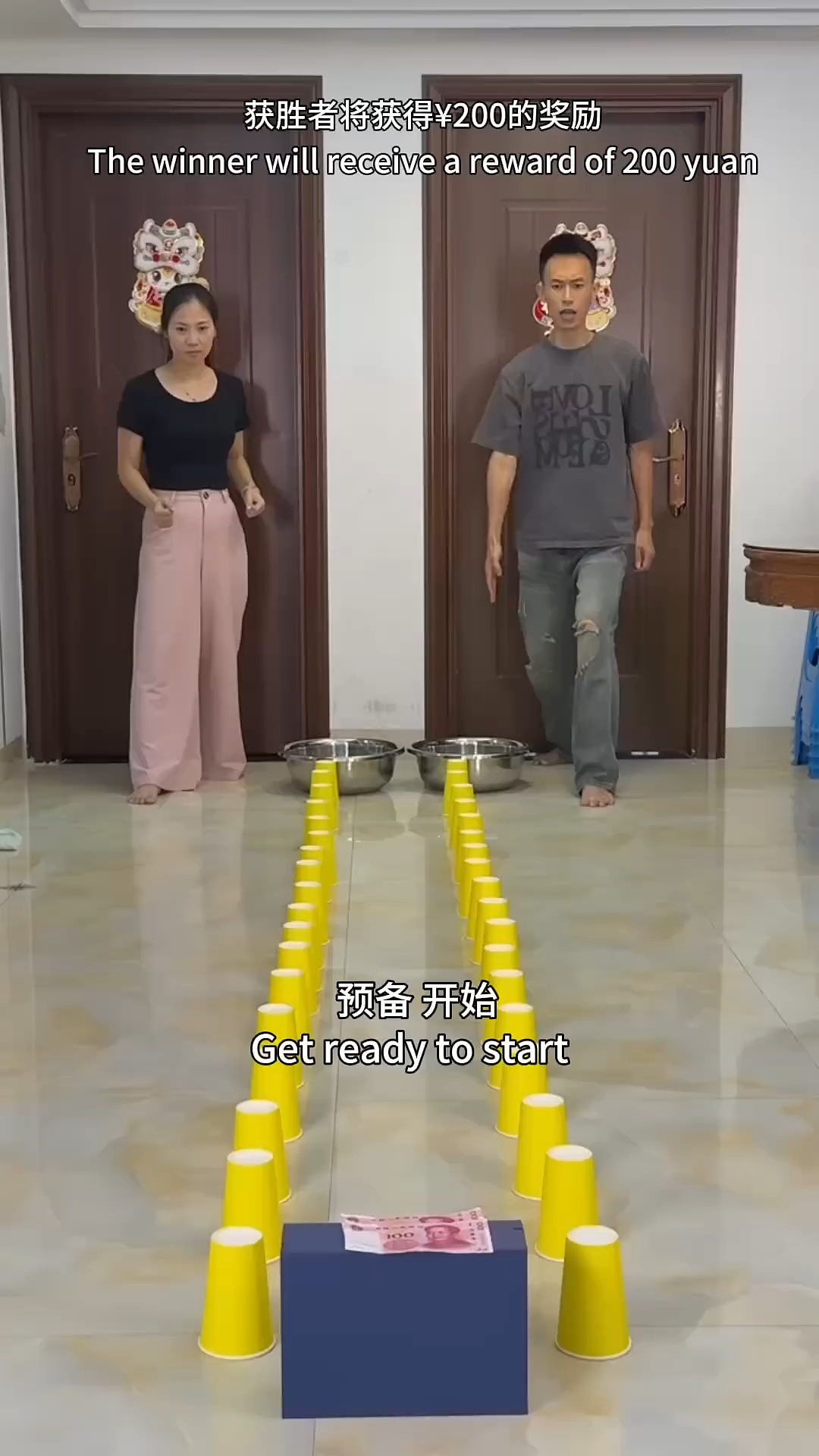 funny game balloon challenge husband wife