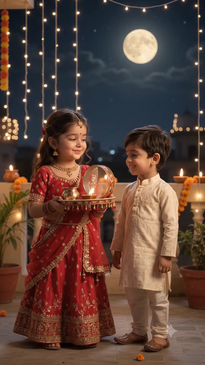 🌙 छोटे से पति-पत्नी का पहला करवा चौथ 😂😍 ऐसा प्यार देखकर आप भी मुस्कुरा देंगे!