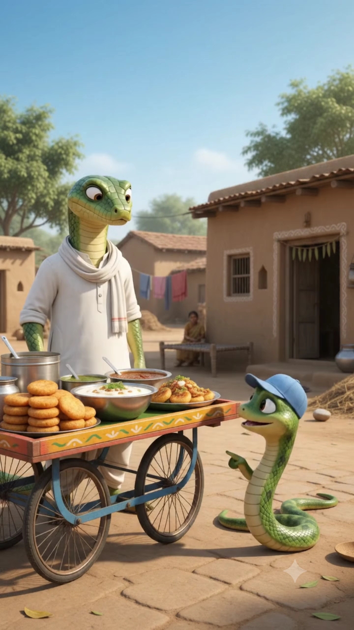 🥣🐍 बच्चे ने माँगी आलू टिक्की, साँप ने चली चालाकी! 😂🤣