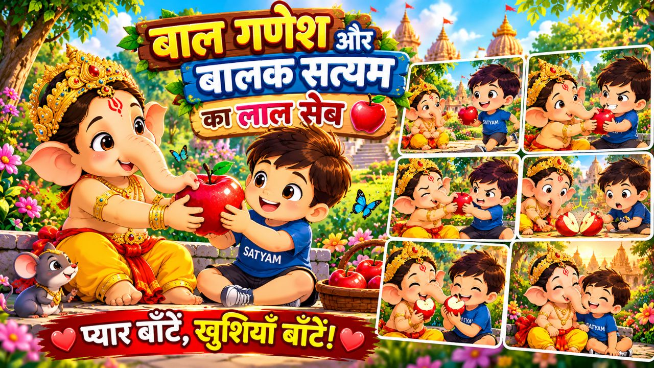 🍎😱 बाल गणेश और बालक सत्यम का लाल सेब 😂🙏 | मजेदार कहानी | Bal Ganesh Cartoon #shorts