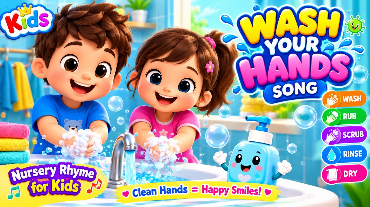 🧼🫧✨ Wash Your Hands Song for Kids ✨🫧🧼 | Fun Nursery Rhyme 🎵 | Clean Hands Song 🌈 | Kids Learni