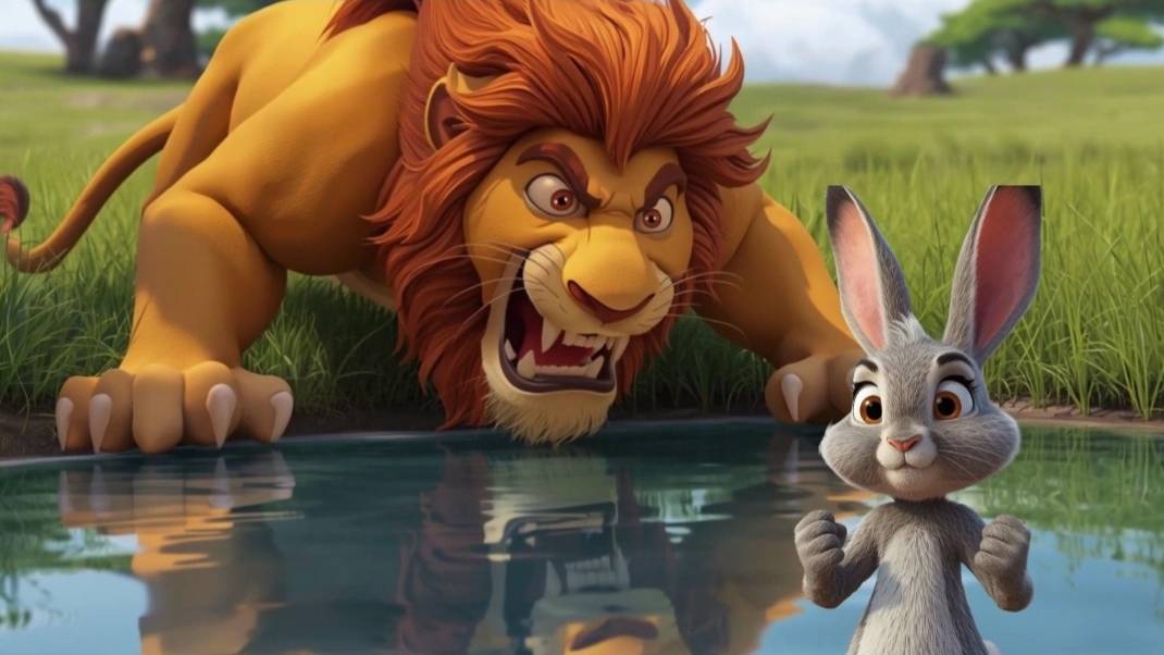 चालाक खरगोश ने शेर को कैसे हराया? 😱🦁 | हिंदी 3D कार्टून कहानी #Shorts