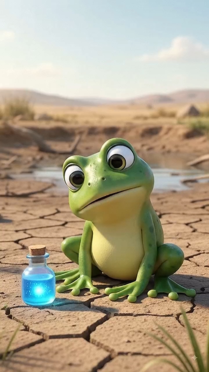 A frog and a magical water bottle