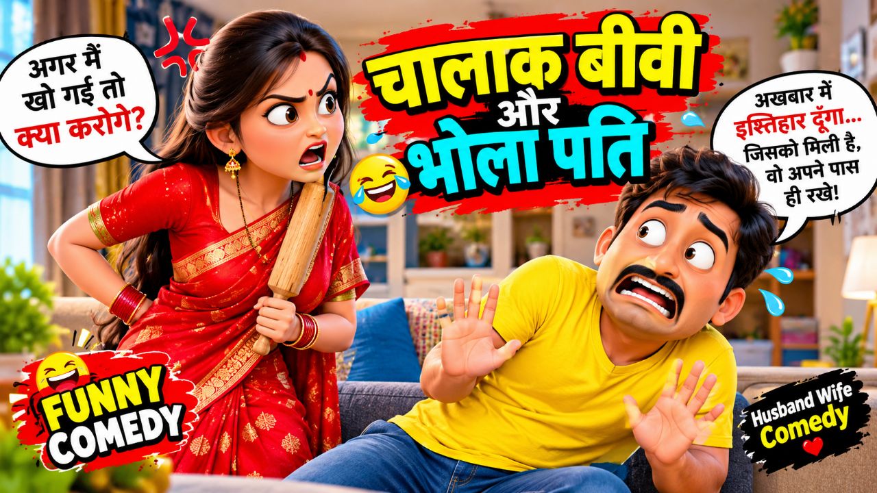 😂 चालाक बीवी और भोला पति 🤣 | Husband Wife Comedy 😂 | Funny Cartoon Video #Shorts