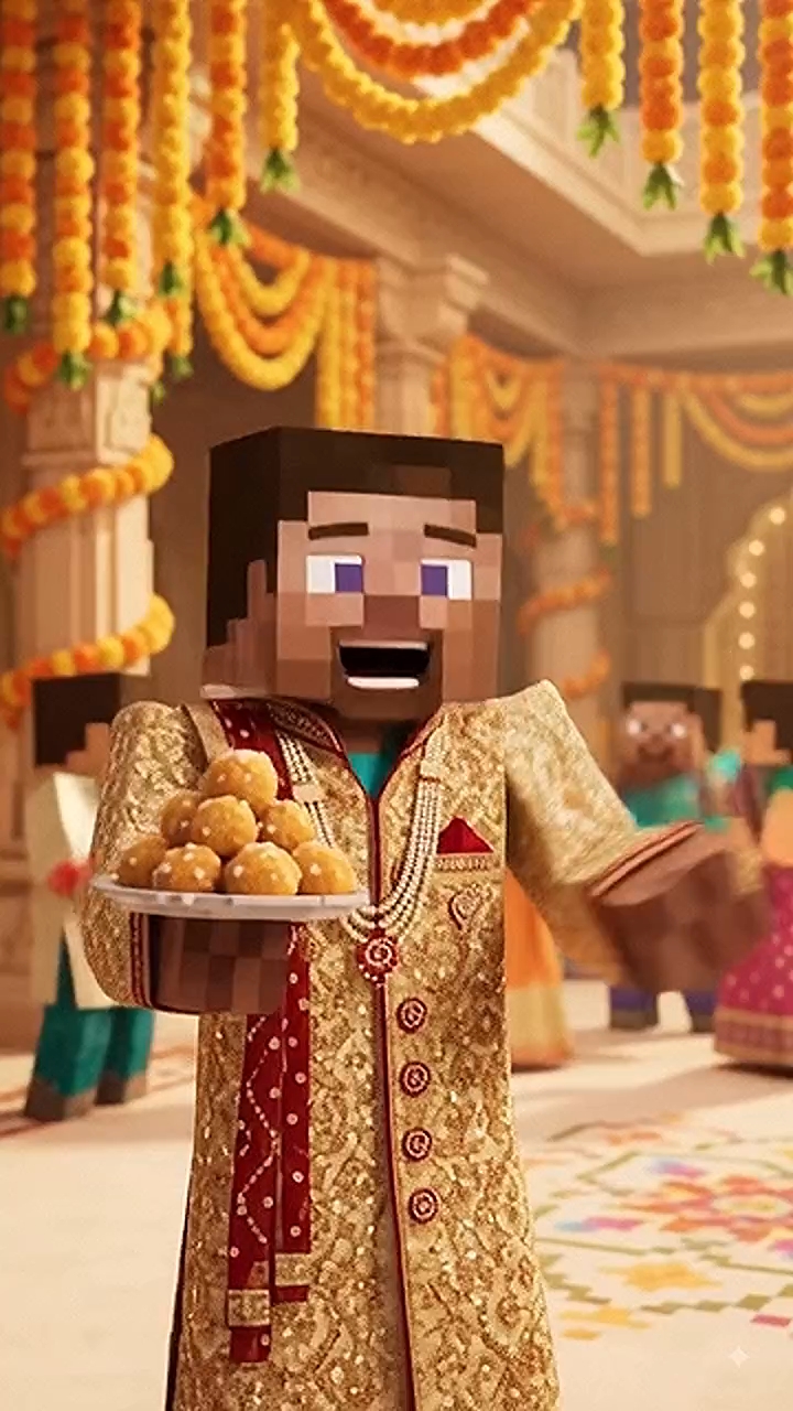 Shaadi Ka Khana, Sherwani aur Nagin Dance 🐍🕺 Steve & Herobrine #herobrine #steve #minecraft