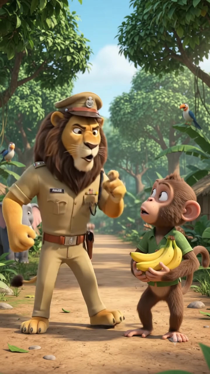 😂🦁 शेर पुलिस निकला केले का चोर! बंदर ने खोली पोल 🐒🍌
#shorts