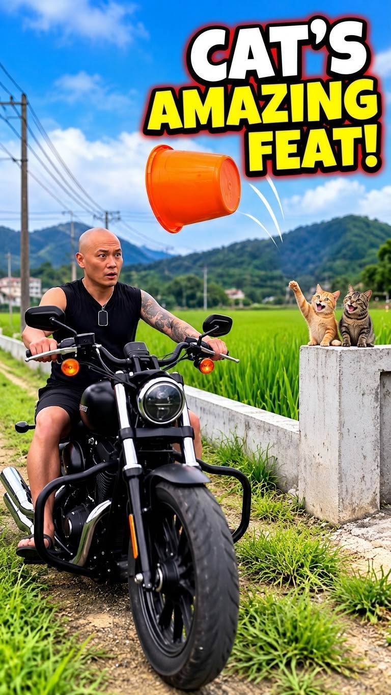 Cat's Crazy Trick 😂🪣 | Funny Cat & Bike Moment!