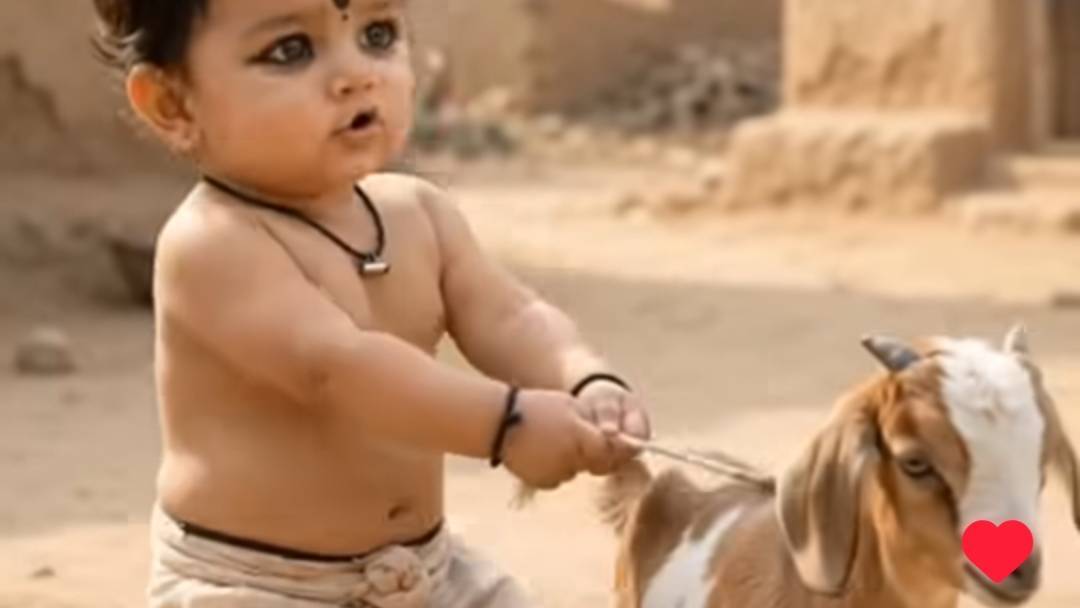 नन्हे बच्चे और बकरी की मजेदार कहानी 😂🐐 | Cute Baby Comedy Video