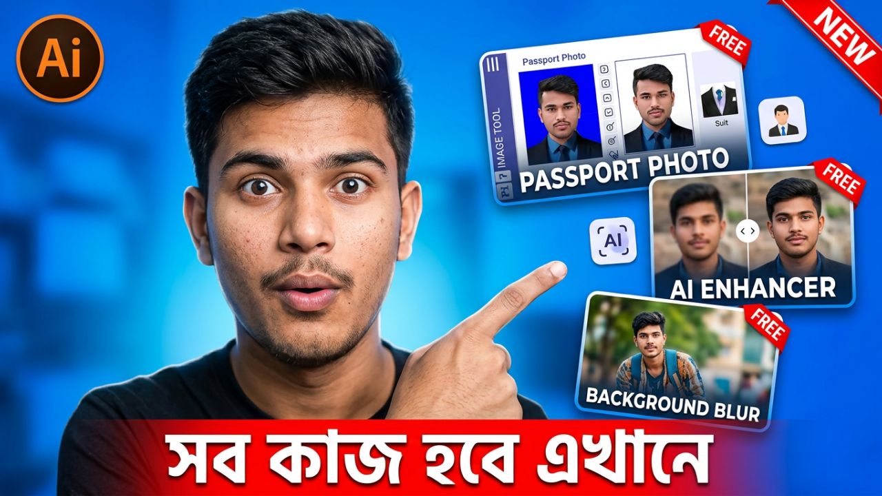 সব AI টুল এক ওয়েবসাইটে! 😲 100% FREE All AI Editing Tools | Passport Photo & Photo Enhancer