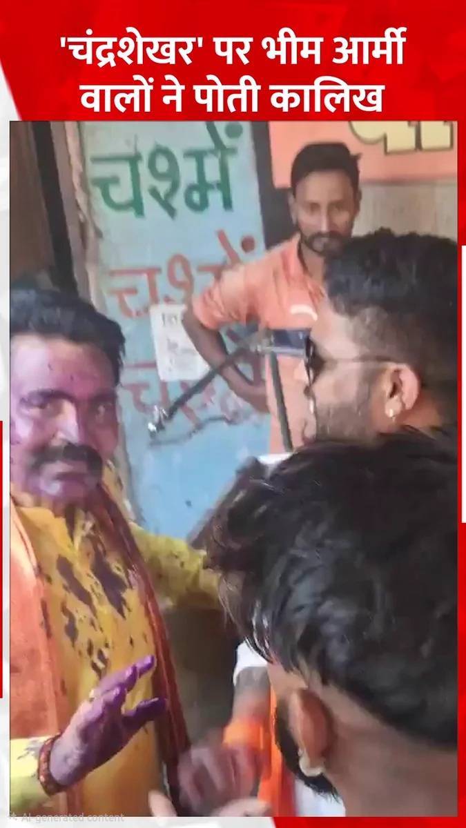भोपाल  हिंदू उत्सव समिति के अध्यक्ष चंद्रशेखर तिवारी के चेहरे पर कुछ लोगों ने कालिख पोती