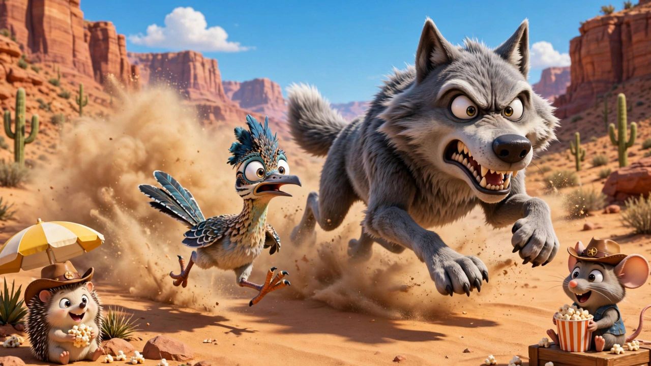 Roadrunner Pranks Sleeping Wolf! Epic Desert Chase & Popcorn Showdown 🐺🏃‍♂️🍿