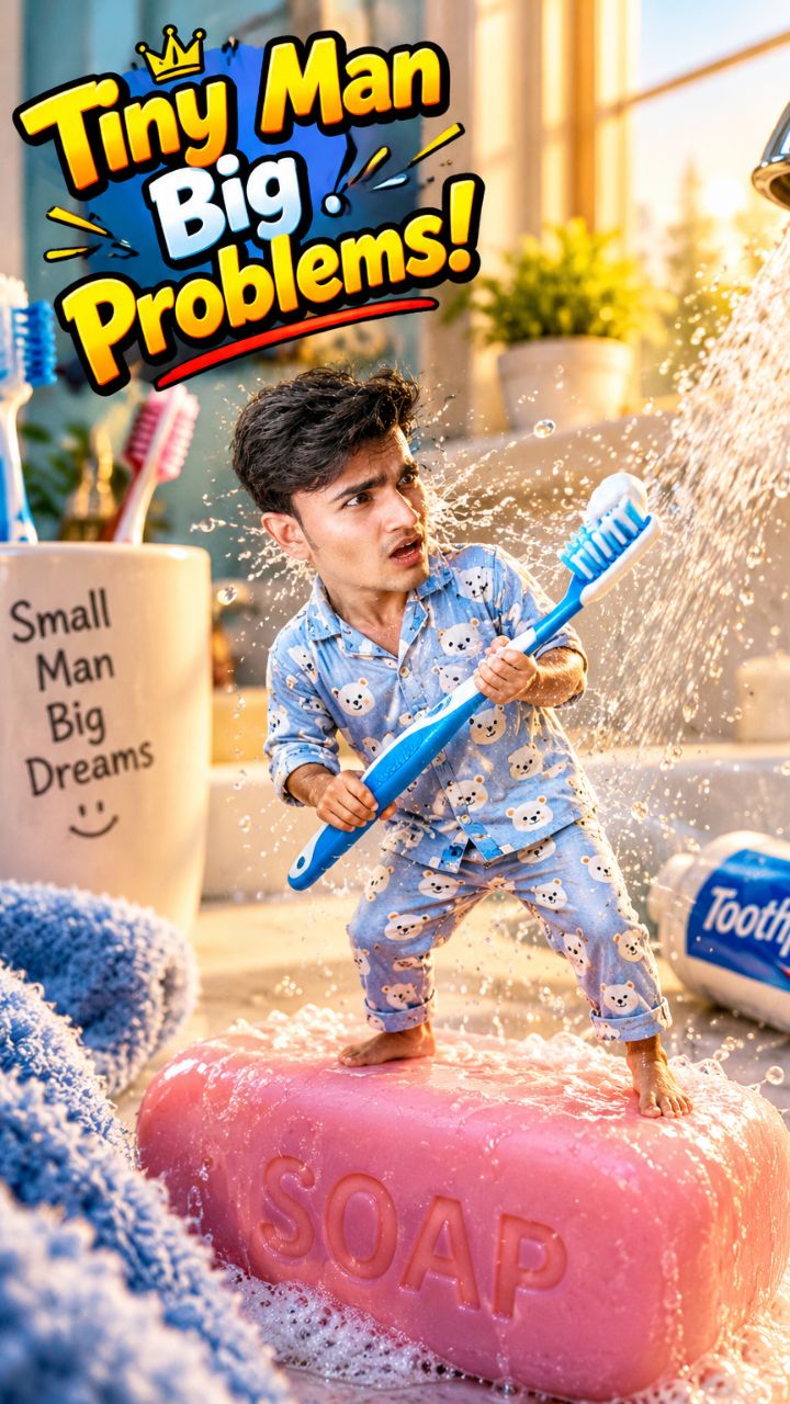 Tiny Man vs Giant Bathroom Items! 😂🪥 | Hilarious AI Miniature World