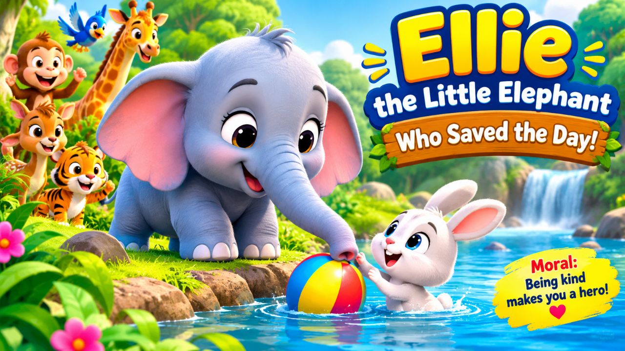 Ellie the Little Elephant Who Saved the Day! 🐘🌈 | Cute Animal Story for Kids
