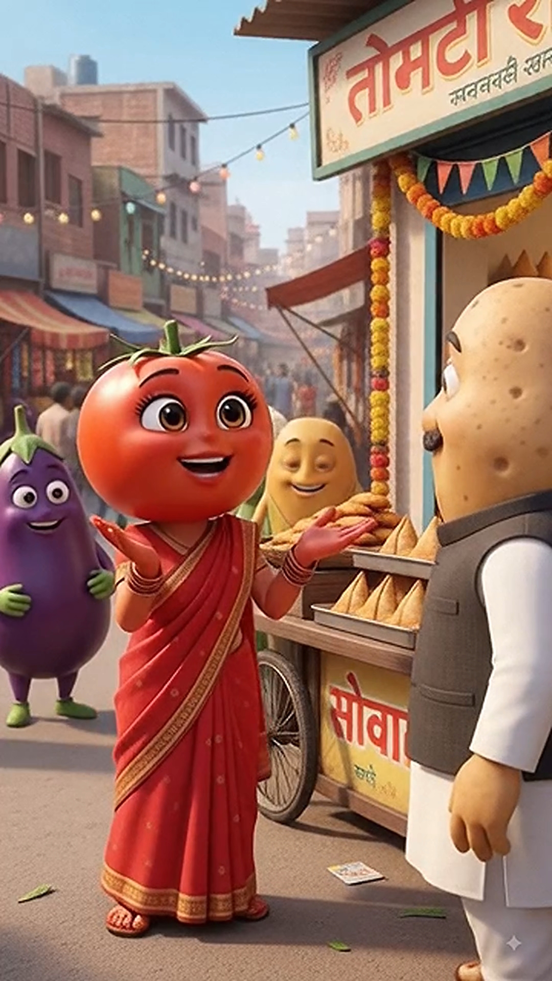 समोसे वाले आलू सेठ की दुकान पर सब्जियों की पार्टी! 😂🥔🥟