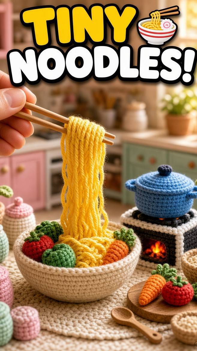 😍 Tiny Wool Noodles Cooking! 🧶🍜 #shorts
