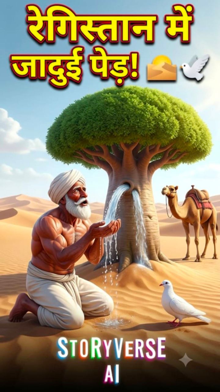 Registan Mein Jadui Ped! 🏜️🕊️ Kisan Aur Kabootar Ki Dosti #shorts #storyverseai