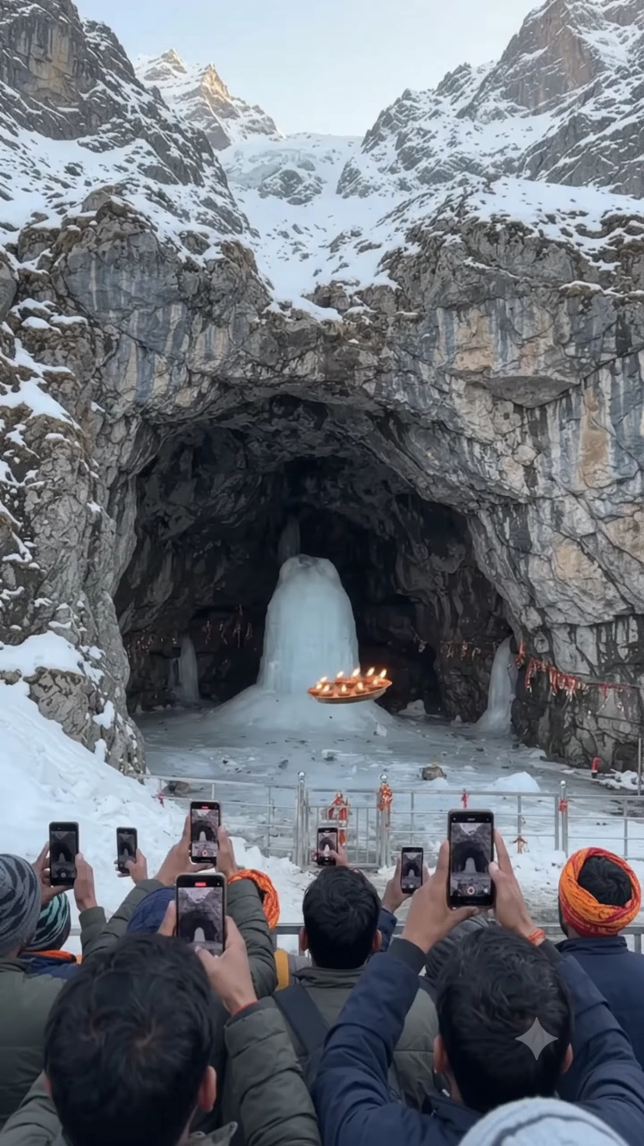 Watch this shocking moment: Mysterious invisible aarti in front of Amarnath Shrine!