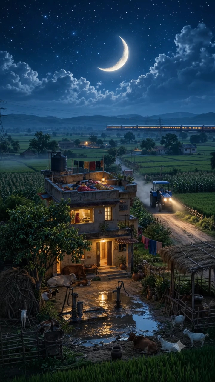 Peacefully village night life under star ✴️