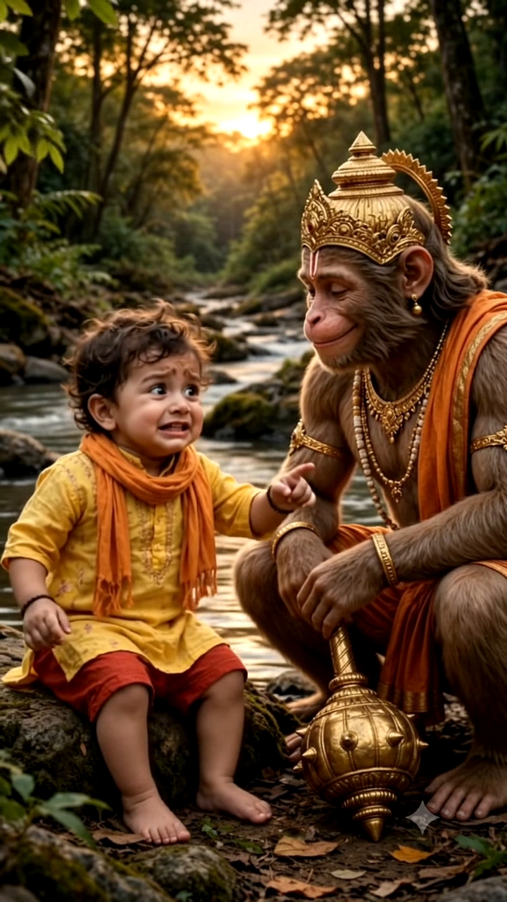 बेबी ने बंदर को समझ लिया भूत 😂हनुमान जी भी हँस पड़े 🤣 | #shorts
