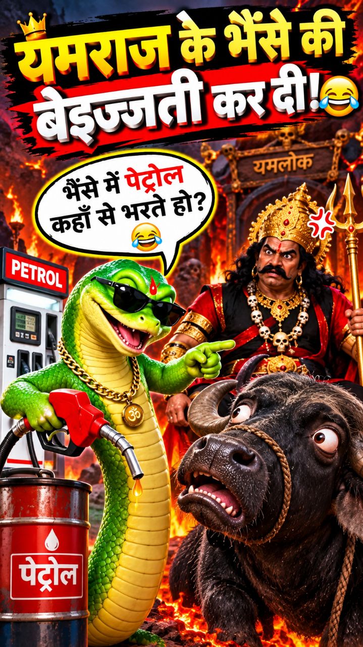 😂 अरे यमराज! भैंसे में पेट्रोल कहाँ से भरते हो? 🤣🔥 | Snake Comedy AI Video