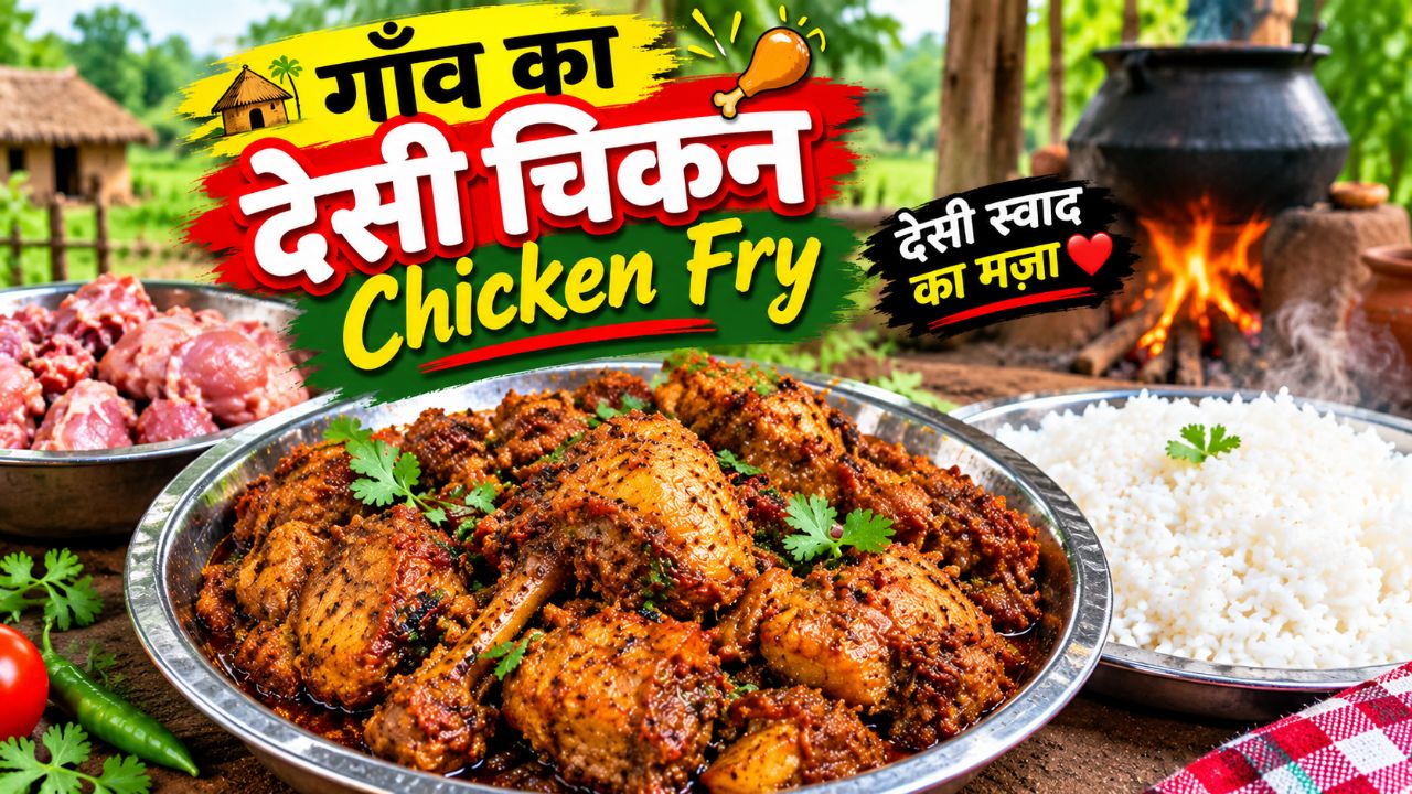 🔥 Village Style Chicken Fry 🍗 | देसी गाँव का चिकन और चावल 😋 | Indian Village Cooking