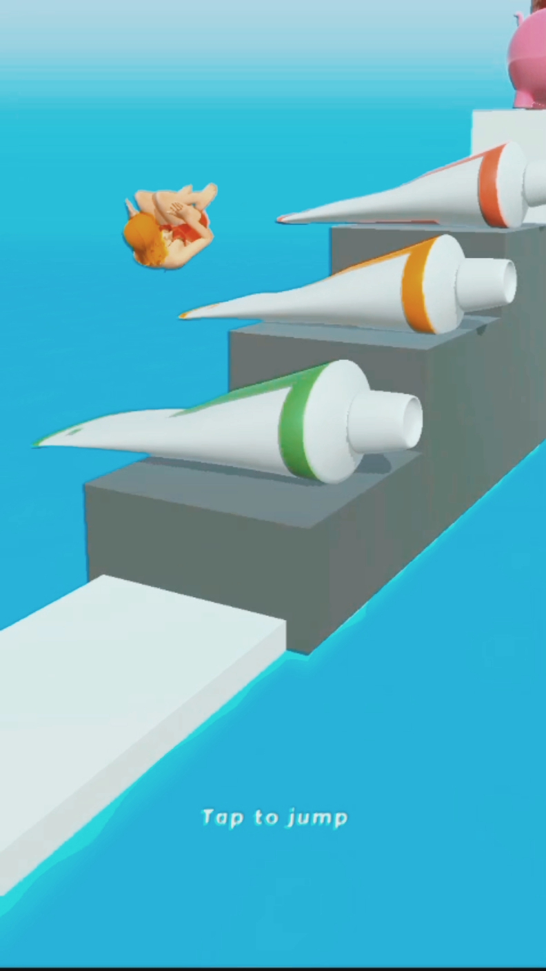 Squeeze girl funny jump