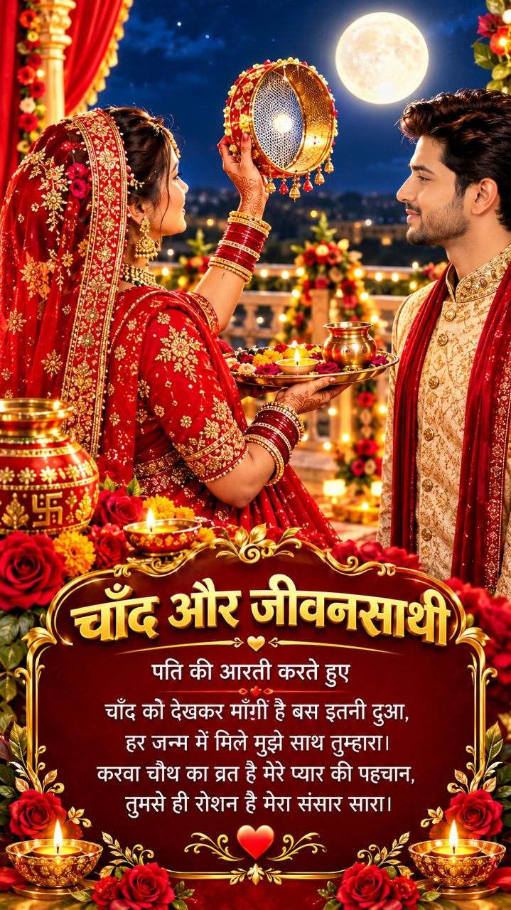चलनी में चाँद, दिल में अपना हमसफ़र 🌙❤️ | करवा चौथ