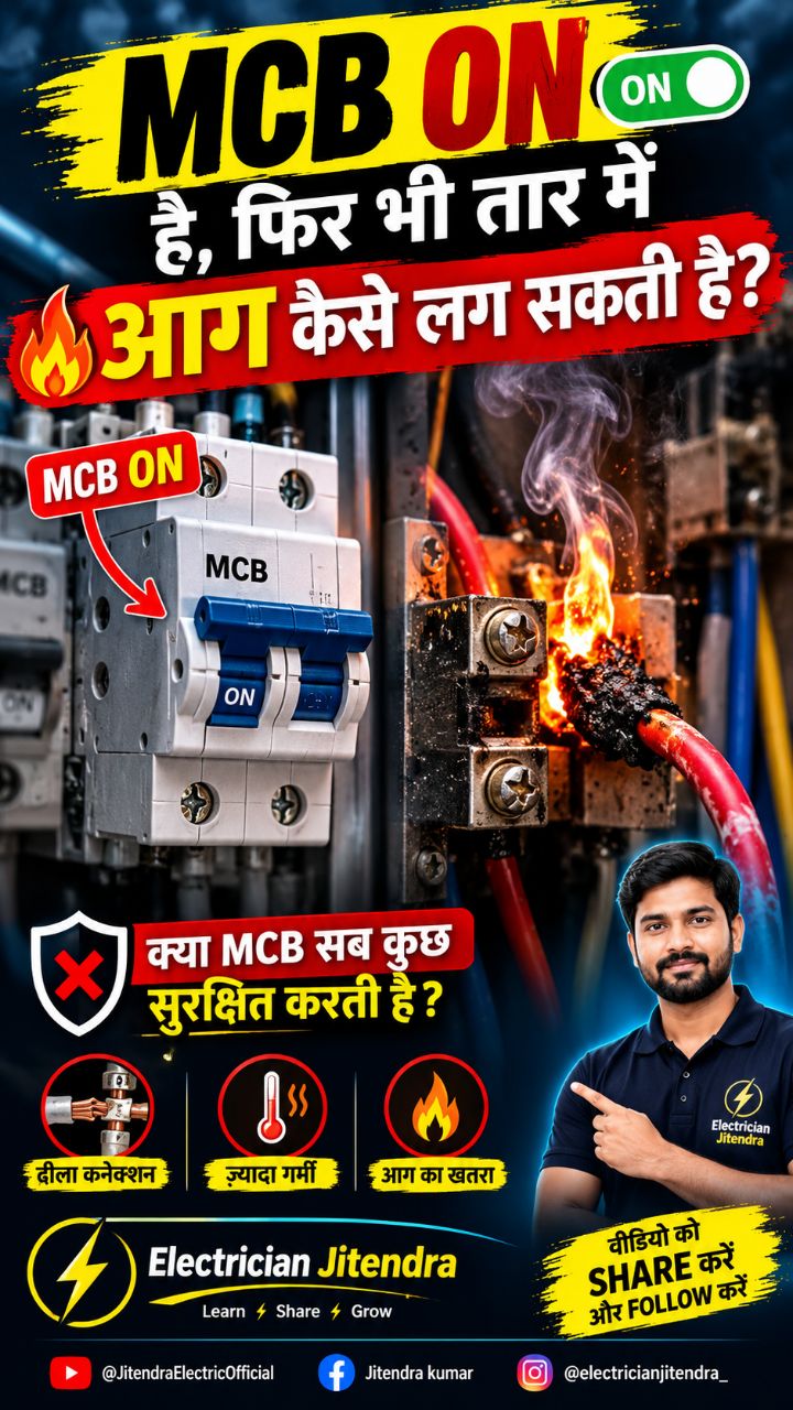😱 MCB ON है फिर भी तार में आग कैसे लग सकती है? ⚡🔥 #Shorts