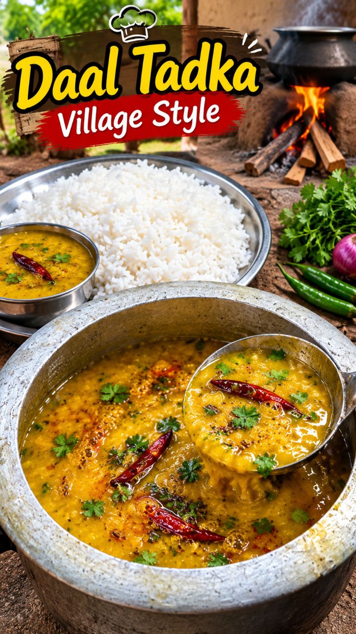 गांव के देसी चूल्हे पर बनी स्वादिष्ट दाल तड़का 😋🔥 | Village Style Dal Tadka | Desi Cooking