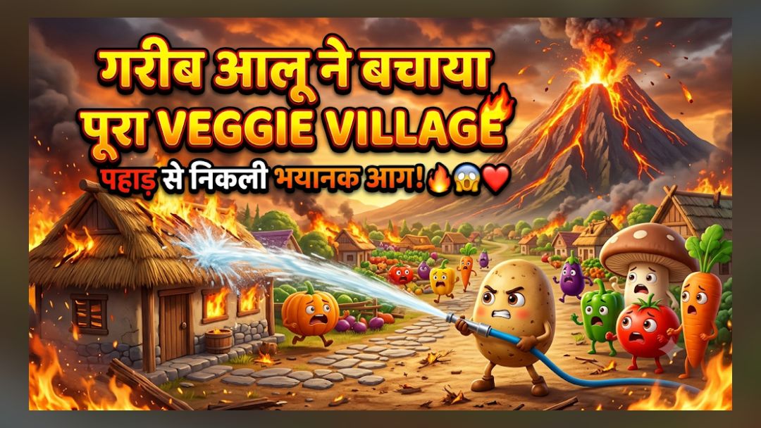 पहाड़ से निकली भयानक आग! 🔥 गरीब आलू ने बचाया पूरा Veggie Village 😱❤️ | 3D Hindi Cartoon Story